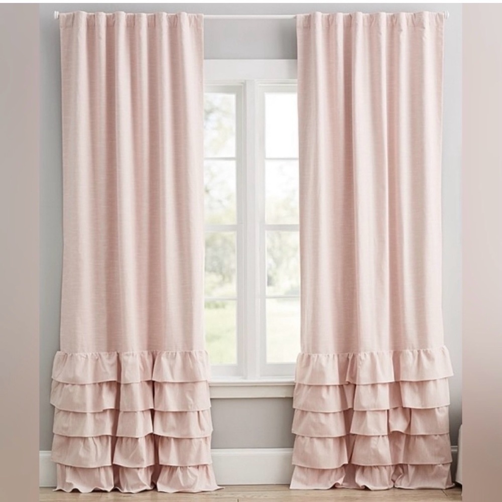 Pottery Barn Kids Pink Ruffle Window Panels